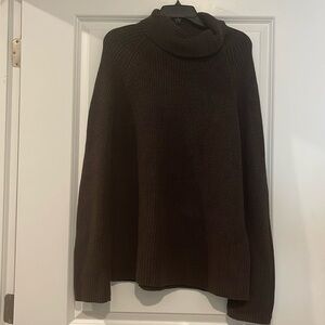 Vtg Lands End Womens XL Brown Chunky Ribbed Knit Turtleneck Sweater